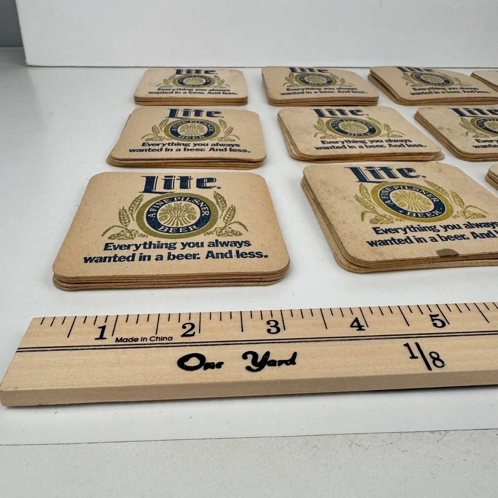 Vtg lot of 68 Miller Lite Thin Cardboard Beer Coaster Fine Pilsner Collect‎ READ
